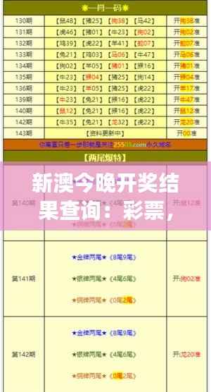 新澳今晚开奖结果查询:彩票,一种社会现象的缩影