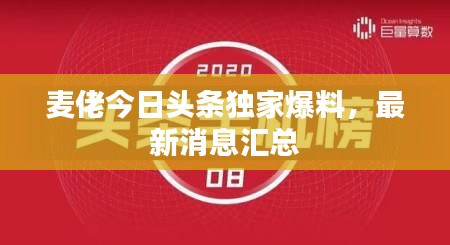 麦佬今日头条独家爆料，最新消息汇总