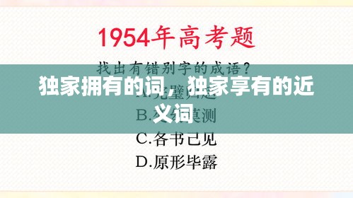 独家拥有的词,独家享有的近义词