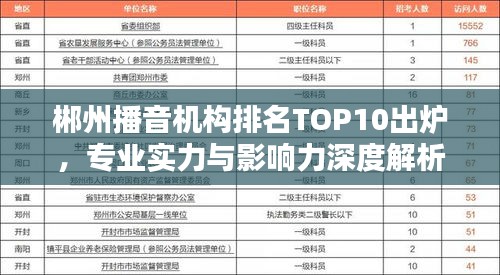 郴州播音机构排名TOP10出炉,专业实力与影响力深度解析