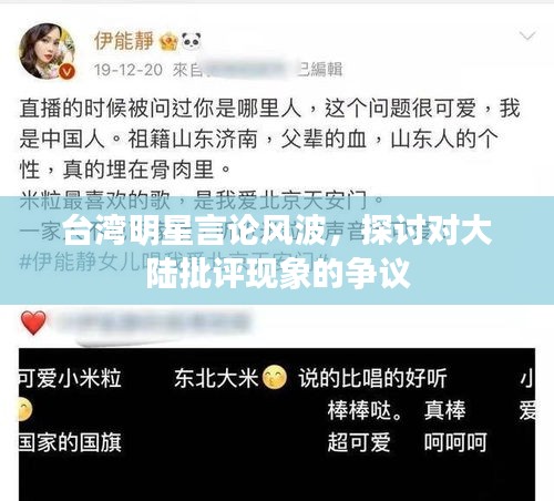 台湾明星言论风波,探讨对大陆批评现象的争议